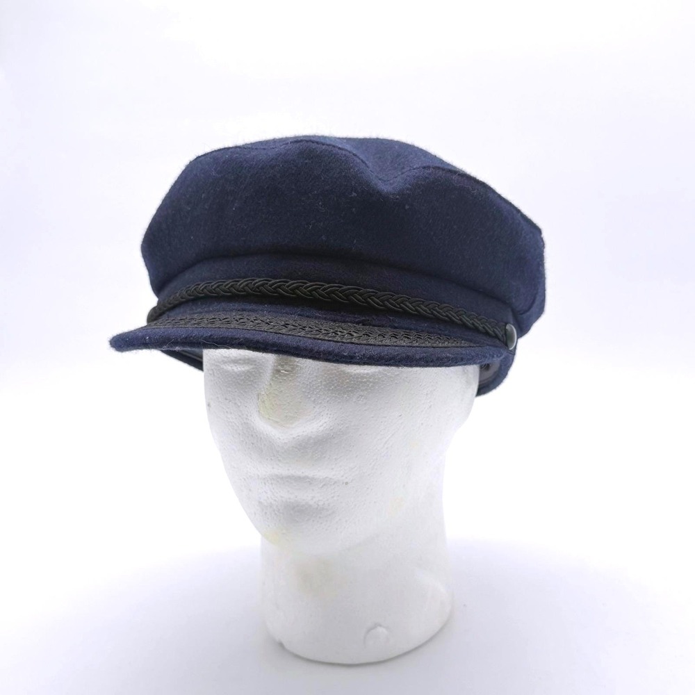 Vintage Totes Greek Fisherman Mariner Wool Cap Navy Made USA Large V8
